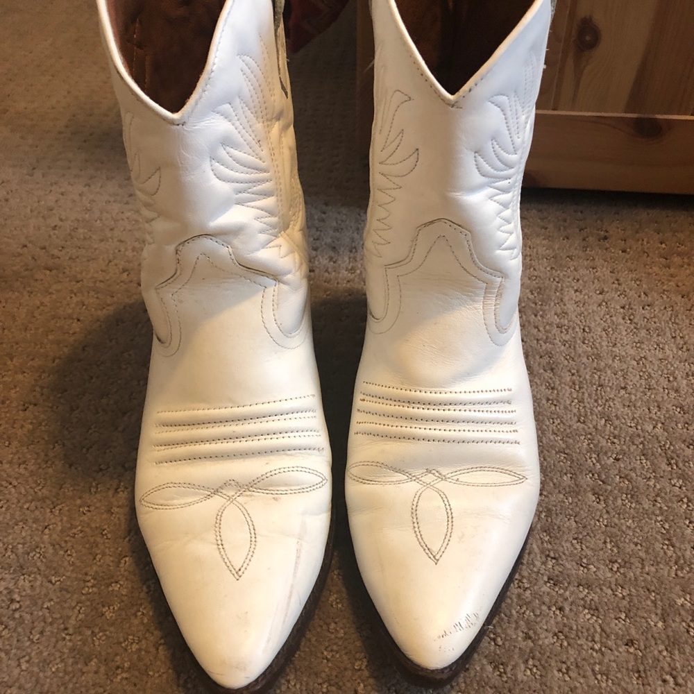 White Cowboy Ankle Boots